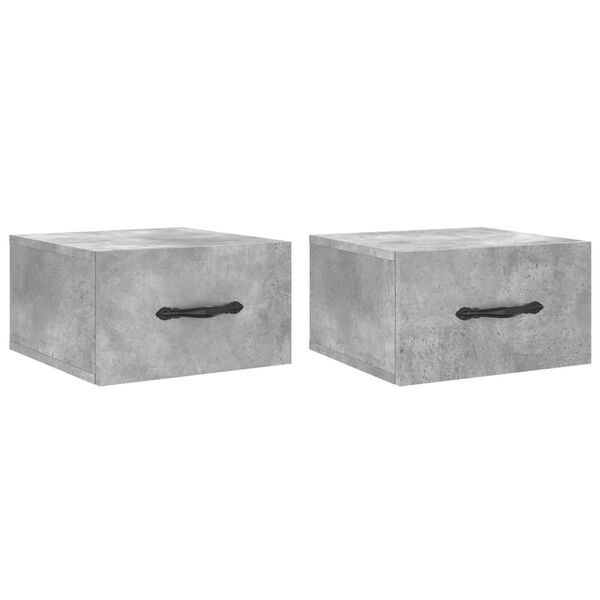 vidaXL Tables de chevet murales 2 pcs gris b&eacute;ton 35x35x20 cm