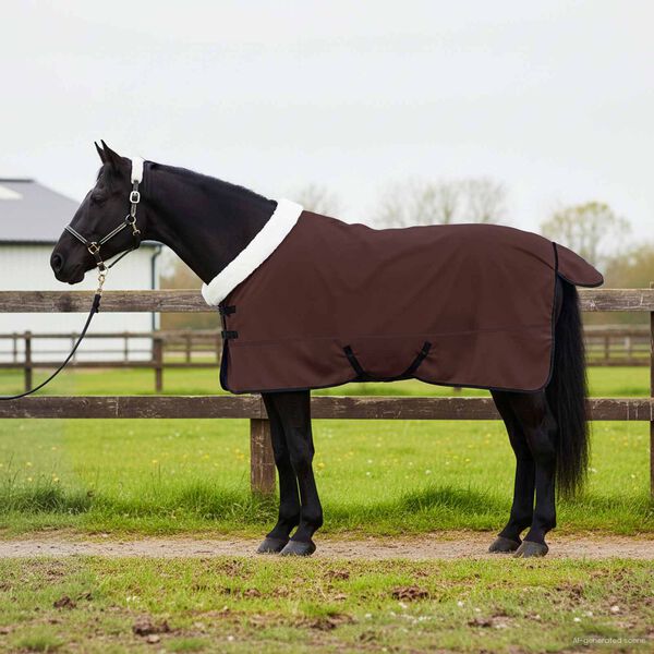 vidaXL Couverture &Eacute;quine Brun Fonc&eacute; Complet 145 cm Fleece polaire