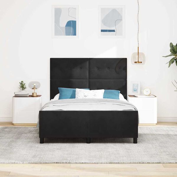 vidaXL Lit &agrave; ressorts avec t&ecirc;te de lit Noir 140 x 200 cm Velours