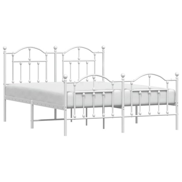 vidaXL Cadre de lit m&eacute;tal sans matelas et pied de lit blanc 140x190 cm