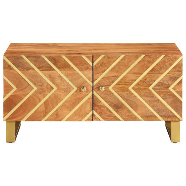 vidaXL Table basse marron et noir 80x50x40 cm bois de massif manguier