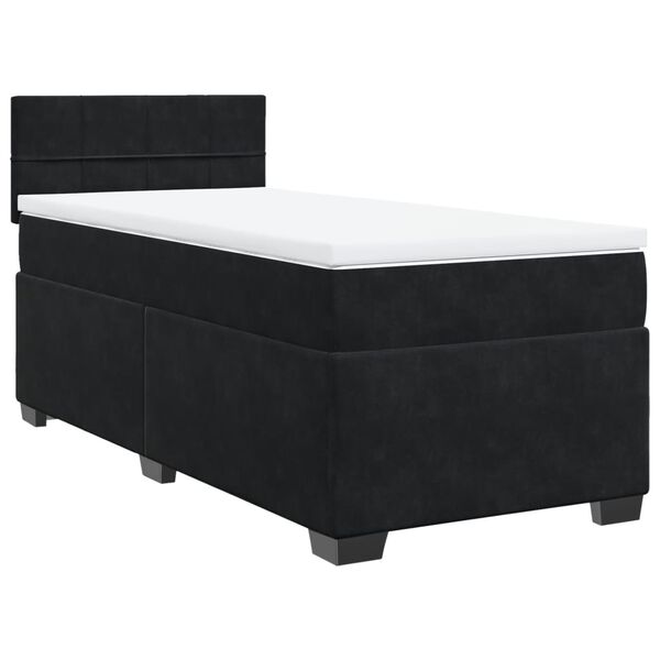vidaXL Sommier &agrave; lattes de lit avec matelas Noir 100x200 cm Velours