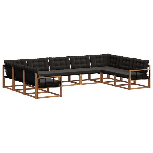 vidaXL Ensemble de canap&eacute;s d'ext&eacute;rieur 9 pcs Naturel et Noir