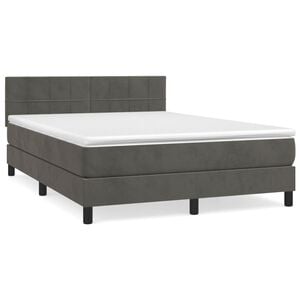 vidaXL Sommier &agrave; lattes de lit et matelas Gris fonc&eacute; 140x200cm Velours