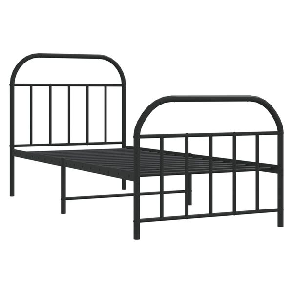 vidaXL Cadre de lit métal sans matelas avec pied de lit noir 90x200 cm