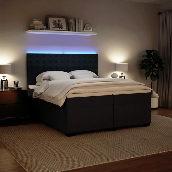 vidaXL Sommier &agrave; lattes de lit et matelas Gris fonc&eacute; 200x200cm Velours
