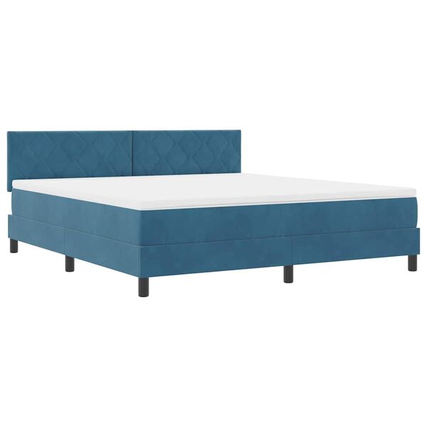 vidaXL Lit &agrave; ressorts avec matelas Bleu fonc&eacute; 180 x 200 cm Velours