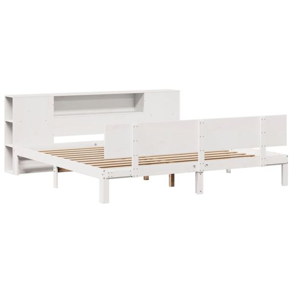 vidaXL Lit biblioth&egrave;que sans matelas blanc 200x200 cm bois pin massif