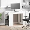 vidaXL Bureau avec tiroir et &eacute;tag&egrave;re blanc bois d'ing&eacute;nierie
