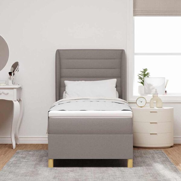 vidaXL Lit &agrave; ressorts avec matelas Taupe 200 x 80 cm tissu