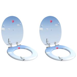 vidaXL Si&egrave;ge de toilette &agrave; fermeture douce 2 pcs Bleu 44 x 38 cm