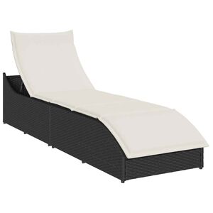 vidaXL Chaise longue pliante coussin et rangement noir r&eacute;sine tress&eacute;e