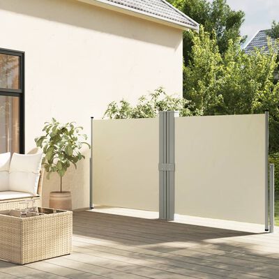 vidaXL Auvent latéral rétractable Crème 140x1200 cm