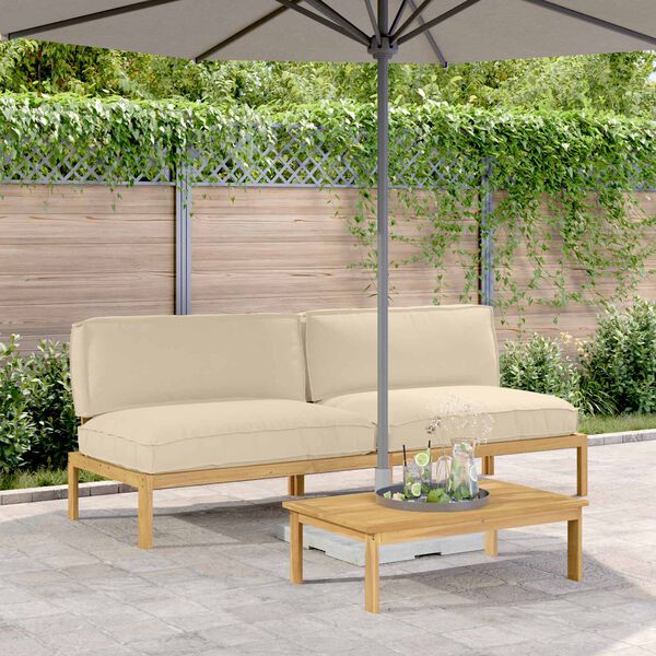 vidaXL Ensemble de Canap&eacute;s Beige 240 x 92 x 69 cm Bois d'Acacia Massif