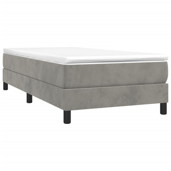 vidaXL Sommier à lattes de lit et matelas Gris clair 100x200cm Velours