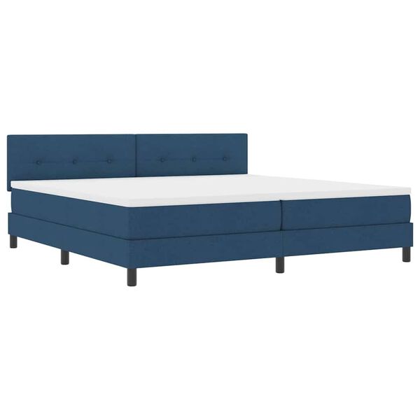vidaXL Lit boxspring avec matelas avec matelas Bleu 200 x 200 cm tissu