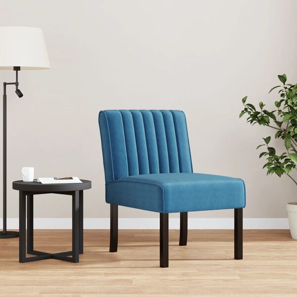 vidaXL Fauteuil sans accoudoirs bleu velours