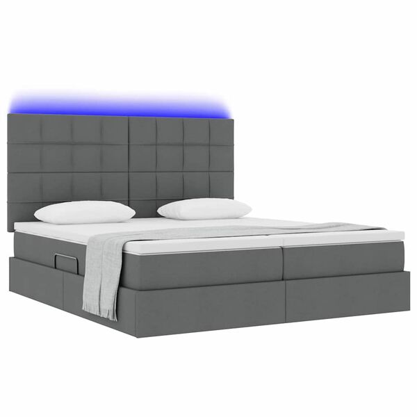 vidaXL Lit avec des lumi&egrave;res &agrave; LED Gris fonc&eacute; 180 x 200 cm tissu