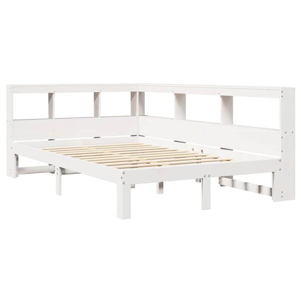 vidaXL Lit biblioth&egrave;que sans matelas blanc 120x200 cm bois pin massif