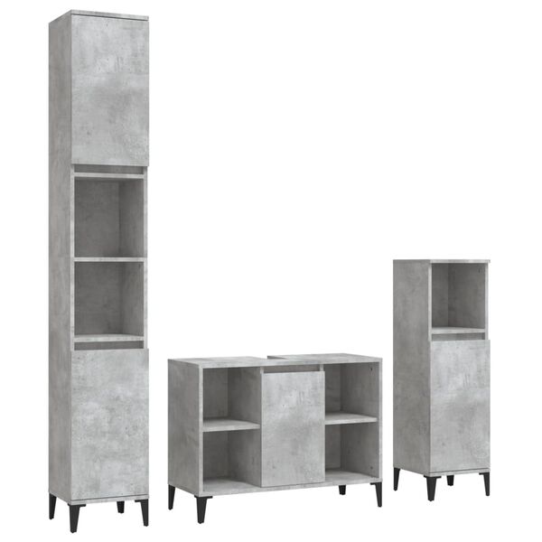 vidaXL Ensemble de meubles de salle de bain 3 pcs gris b&eacute;ton