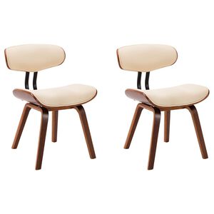 vidaXL Chaises &agrave; manger lot de 2 cr&egrave;me bois courb&eacute; et similicuir