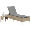 vidaXL Chaise longue avec table et coussin beige r&eacute;sine tress&eacute;e