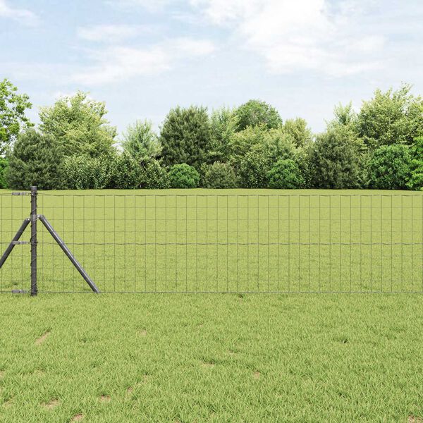 vidaXL Cl&ocirc;ture avec poteau Gris 0,6 x 25 m Acier et PVC