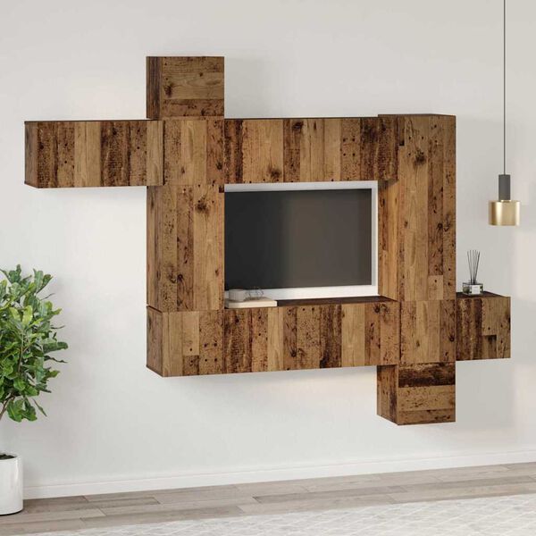 vidaXL Ensemble meuble TV 10 pcs Bois Ancien Bois d'ing&eacute;nierie