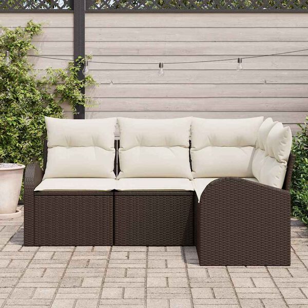 vidaXL Ensemble de canap&eacute; de jardin Marron polyrotin