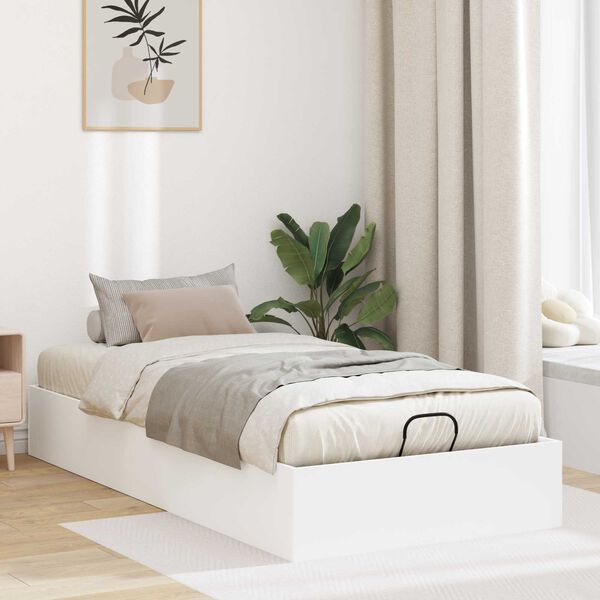 vidaXL Cadre de lit ottoman avec stockage Blanc 193 x 120 x 25 cm
