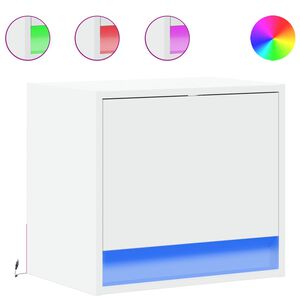 vidaXL Tables de chevet murales avec lumi&egrave;res LED 2 pcs blanc