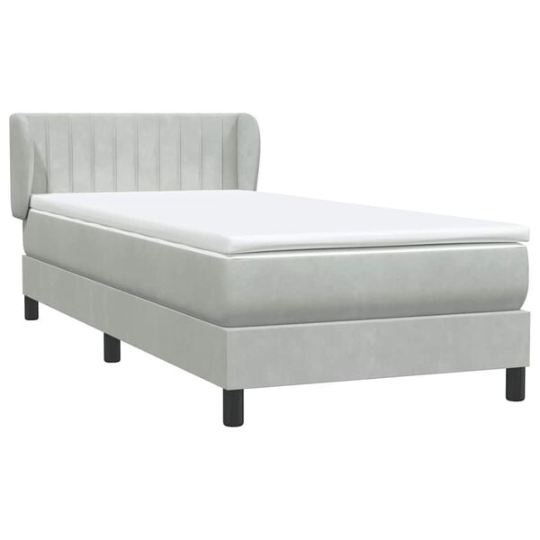 vidaXL Sommier &agrave; lattes de lit et matelas gris clair 90x210 cm velours