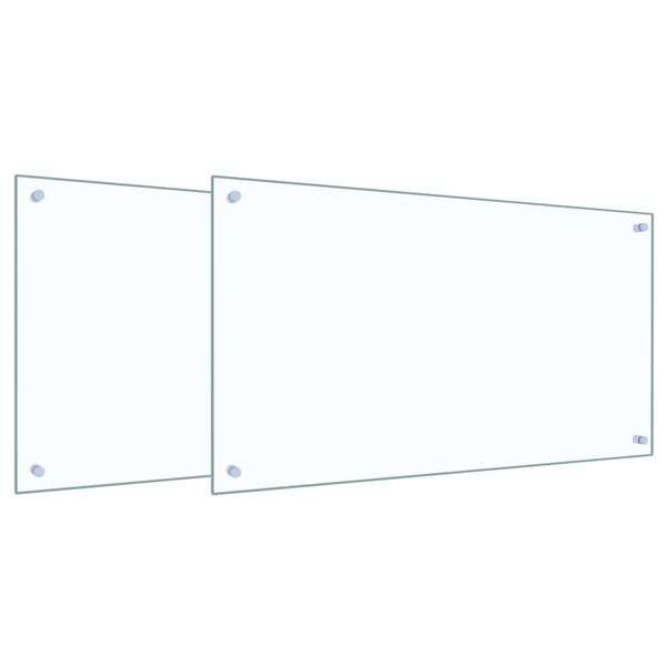 vidaXL Protection de cuisine 2 pcs Transparent 90 x 50 cm verre tremp&eacute;