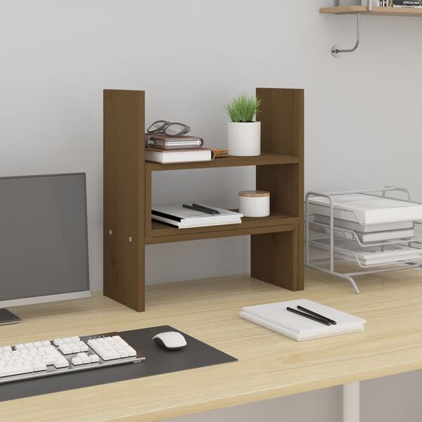 vidaXL Support de moniteur Marron miel (39-72)x17x43 cm Bois de pin