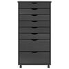 vidaXL Armoire roulante avec tiroirs MOSS gris bois de pin solide