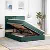vidaXL Lit avec rangement et LED Vert fonc&eacute; 140 x 200 cm Velours