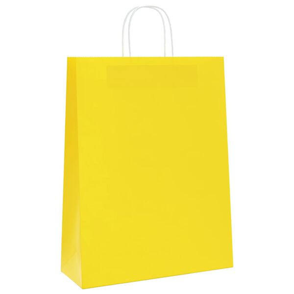 vidaXL Sacs en papier 50 pcs avec poign&eacute;es jaune 32x12x42 cm