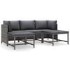 vidaXL Salon de jardin 5 pcs avec coussins R&eacute;sine tress&eacute;e Gris