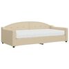 vidaXL Lit de jour avec matelas cr&egrave;me 90x200 cm tissu