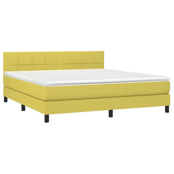 vidaXL Sommier &agrave; lattes de lit avec matelas LED Vert 180x200 cm Tissu