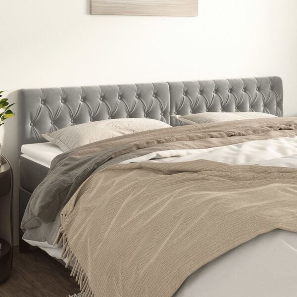 vidaXL T&ecirc;tes de lit 2 pcs gris clair 100x7x78/88 cm velours