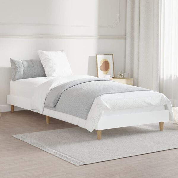 vidaXL Cadre de lit sans matelas blanc 75x190 cm bois d'ing&eacute;nierie