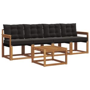 vidaXL Ensemble de canap&eacute;s d'ext&eacute;rieur 5 pcs Naturel et Noir
