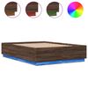 vidaXL Cadre de lit avec LED sans matelas ch&ecirc;ne marron 140x200 cm