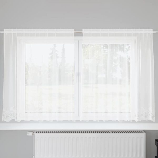 vidaXL Rideau en Dentelle Floral Blanc 160 x 200 cm Polyester