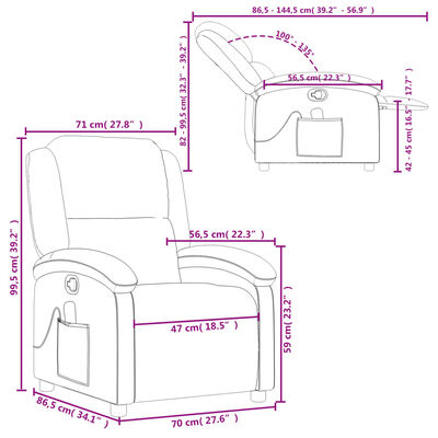 vidaXL Fauteuil de massage inclinable gris clair velours