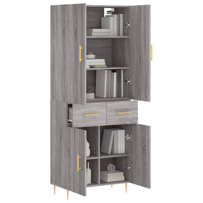 vidaXL Buffet haut Sonoma gris 69,5x34x180 cm Bois d'ingénierie