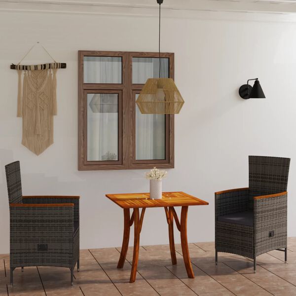 vidaXL Ensemble &agrave; manger de jardin 3 pcs gris