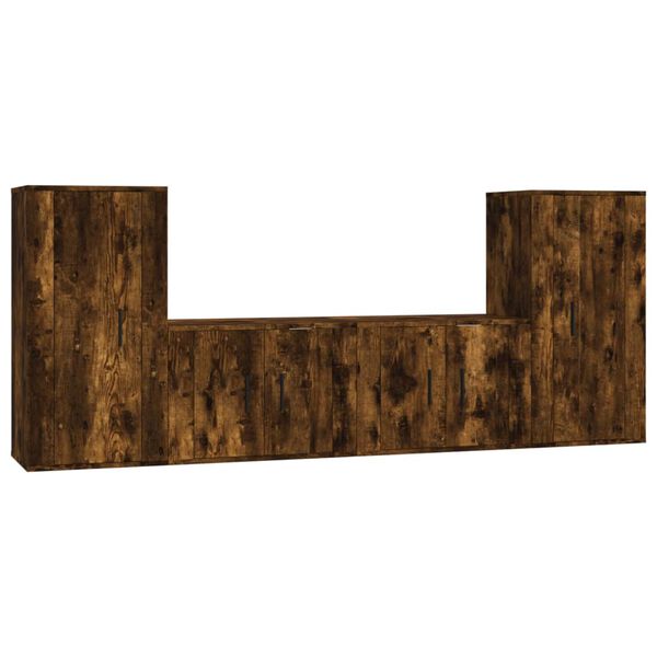 vidaXL Ensemble de meubles TV 4 pcs Ch&ecirc;ne fum&eacute; Bois d'ing&eacute;nierie
