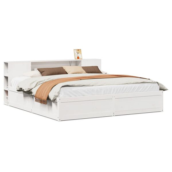 vidaXL Cadre de lit sans matelas blanc 200x200 cm bois massif de pin
